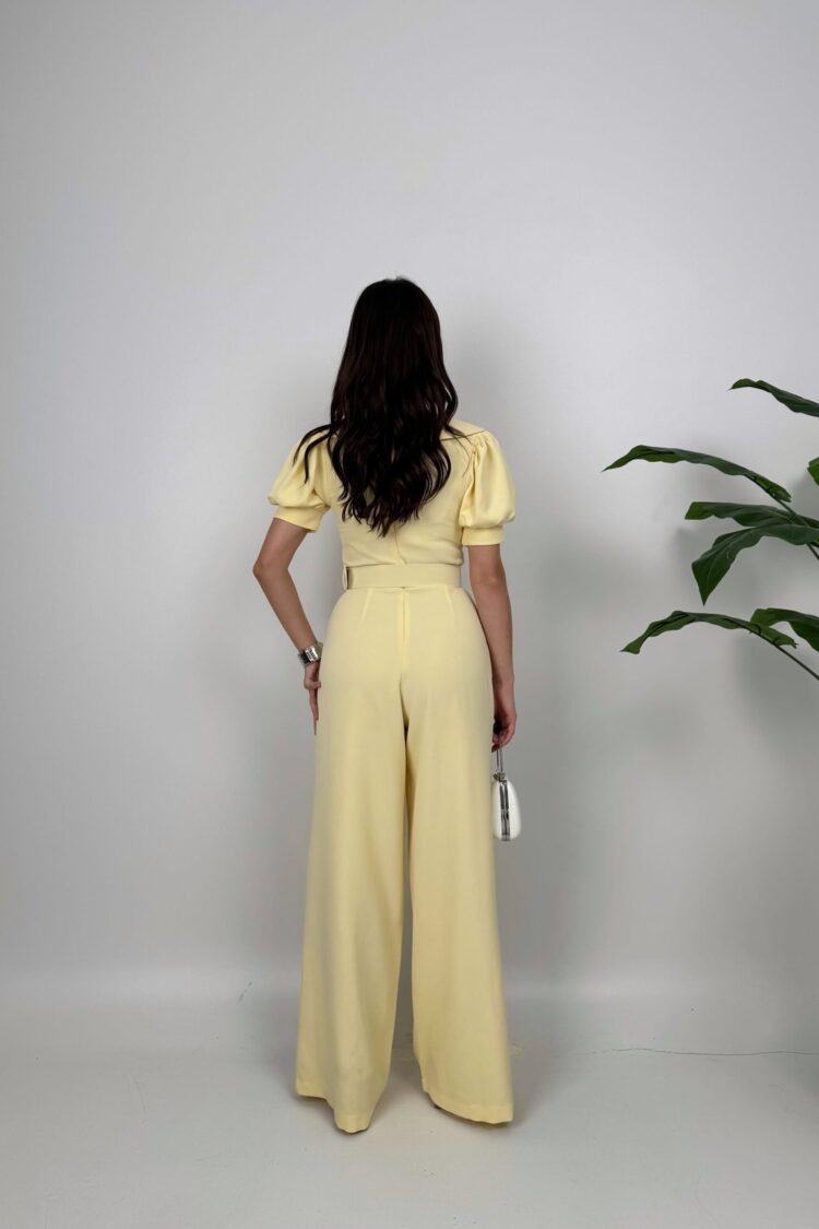 Tailored Jumpsuit With Puff Short Sleeves