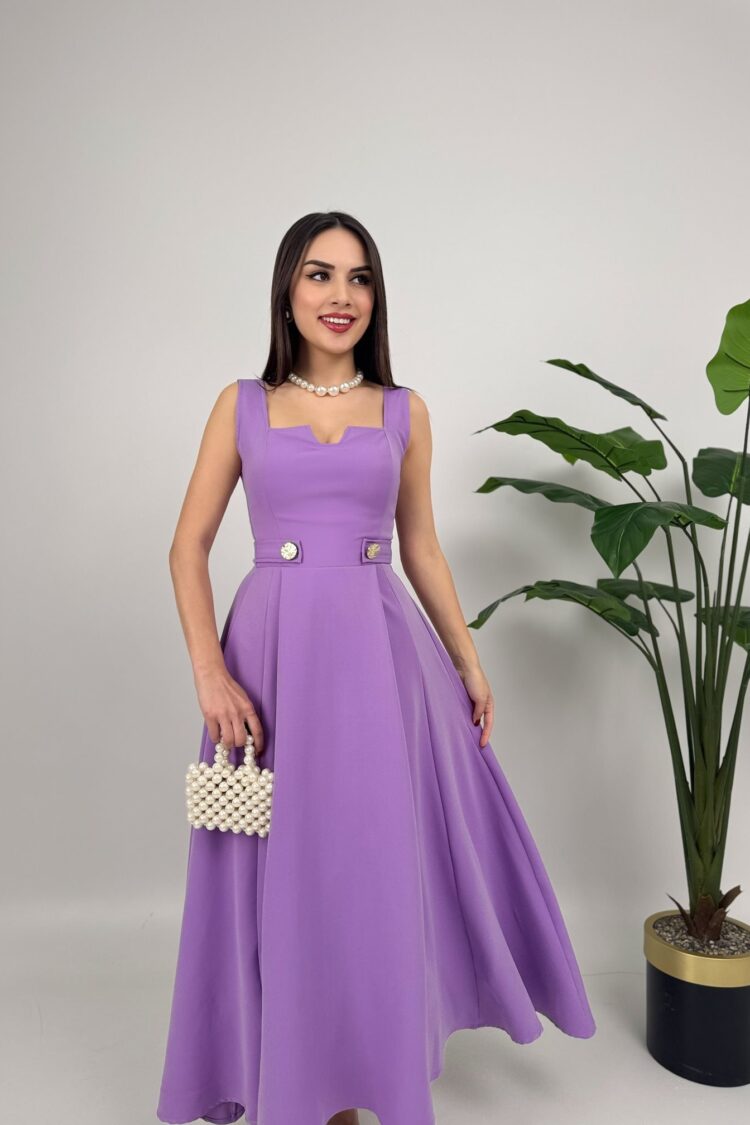 Purple Elegant Fit And Flare Maxi Dress