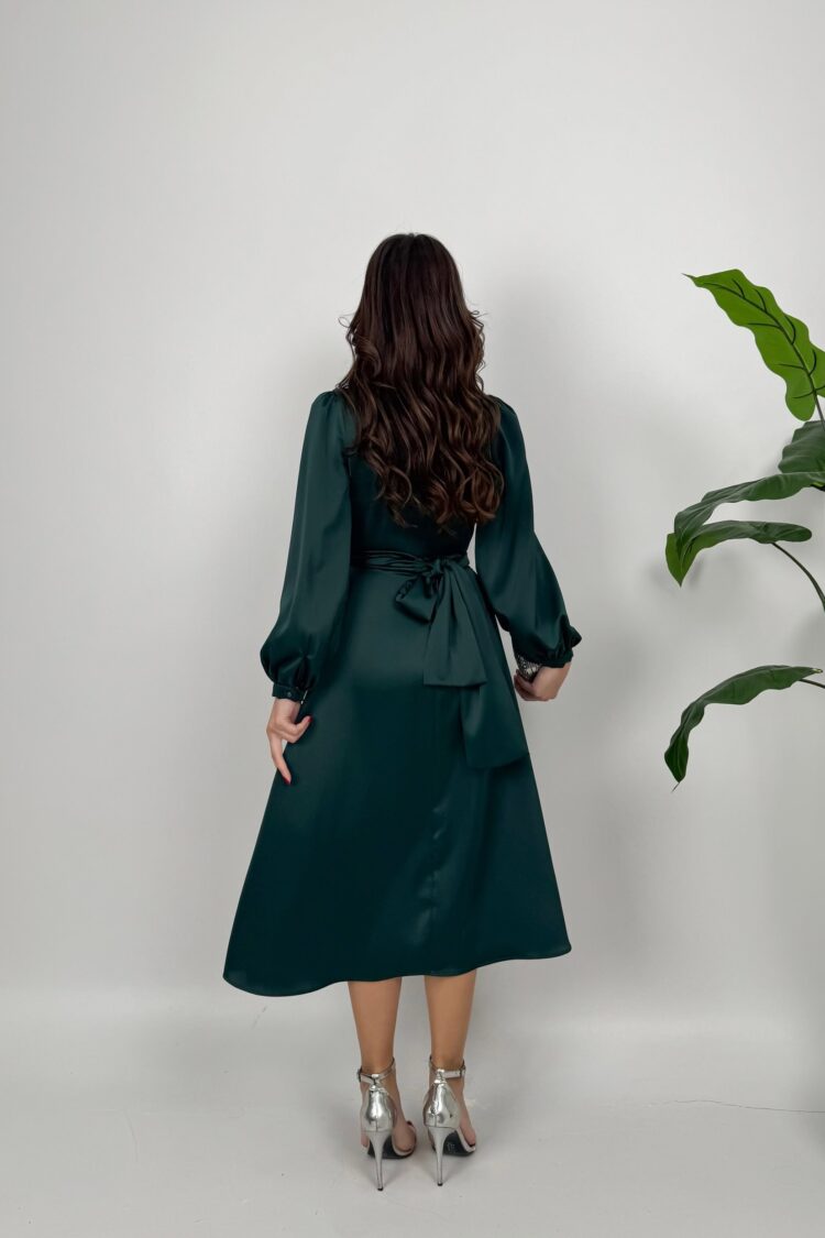 Elegant Wrap Dress With Puff Sleeves
