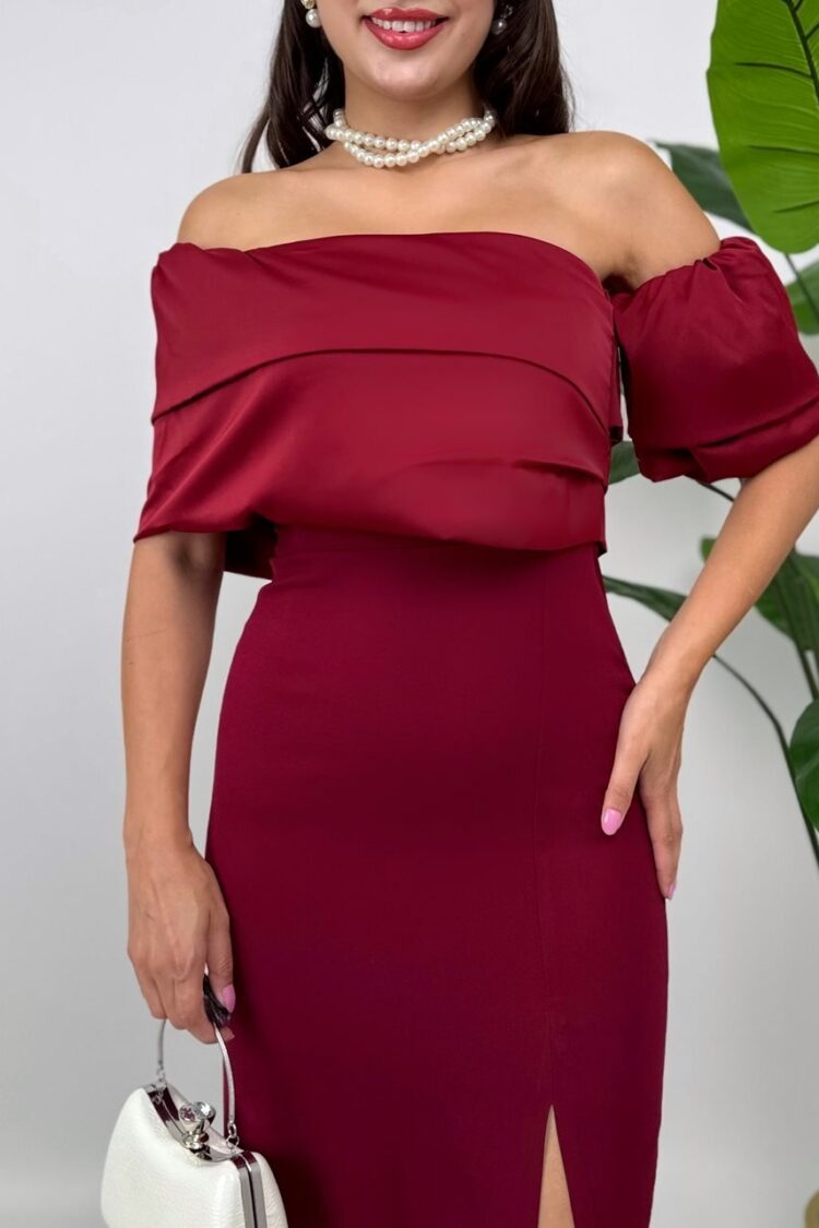 Claret Red Elegant Sheath Dress