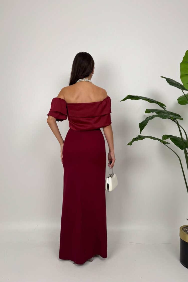Claret Red Elegant Sheath Dress