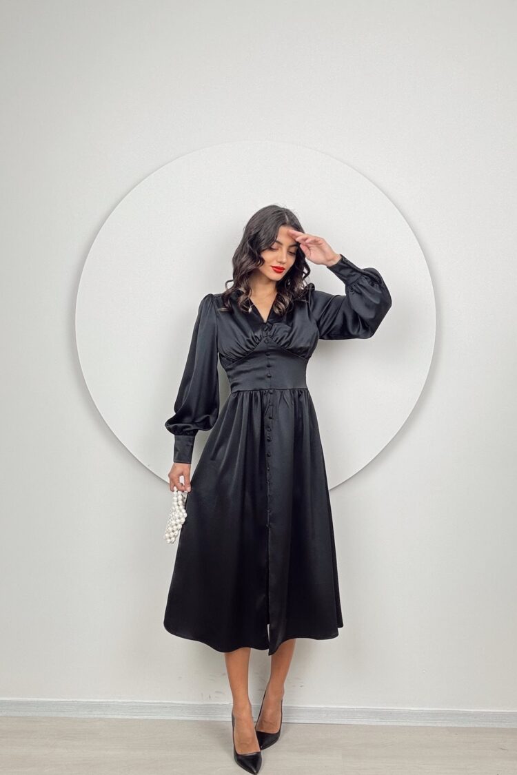 ElegantWrap Dress With V-Neck And Long Sleeves