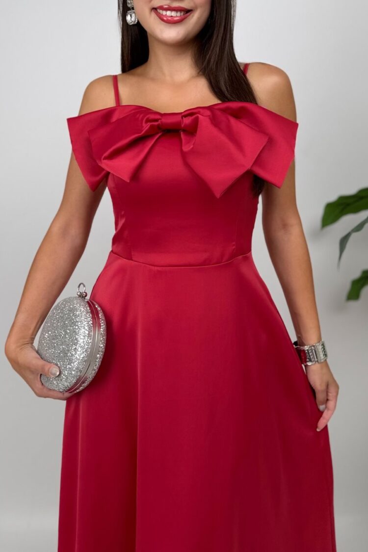 Red Elegant Fit And Flare Dress