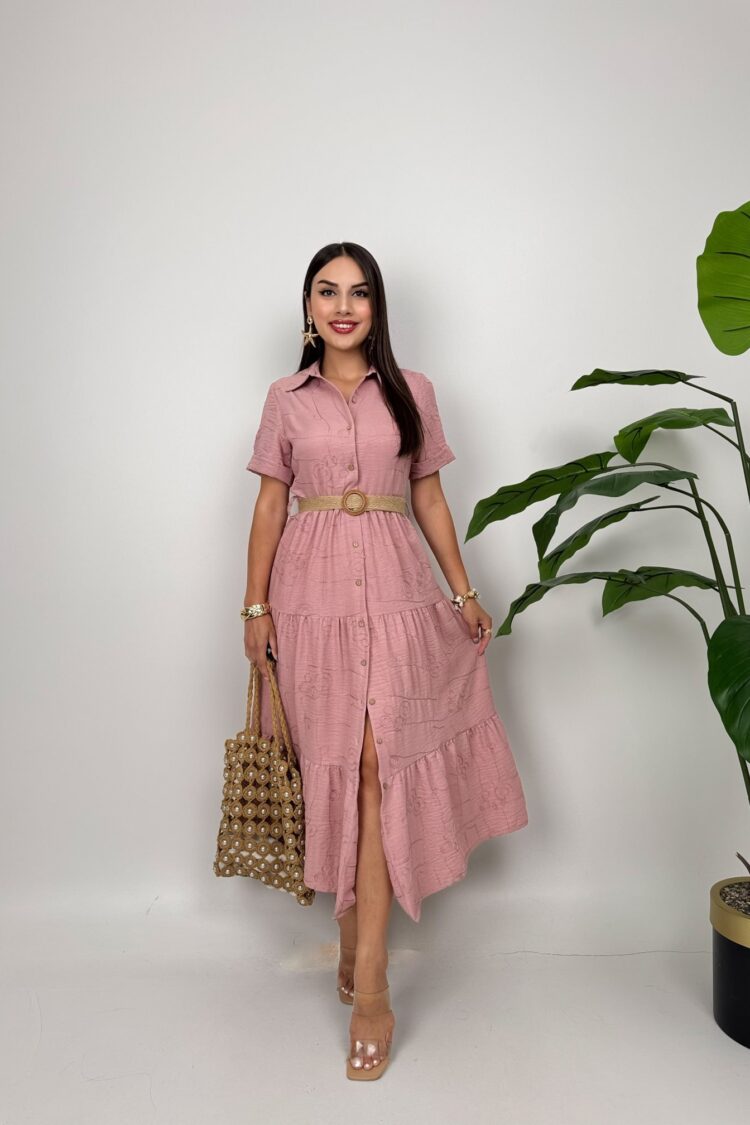 Notched Neck Maxi Shirt Dress - Brand: Miss Janell - Women & Kids, Baby Clothes Wholesale - Globality Store