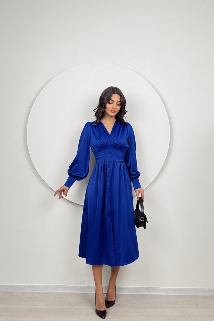 Blue Elegant Fit And Flare Dress - Brand: Miss Janell - Women & Kids, Baby Clothes Wholesale - Globality Store