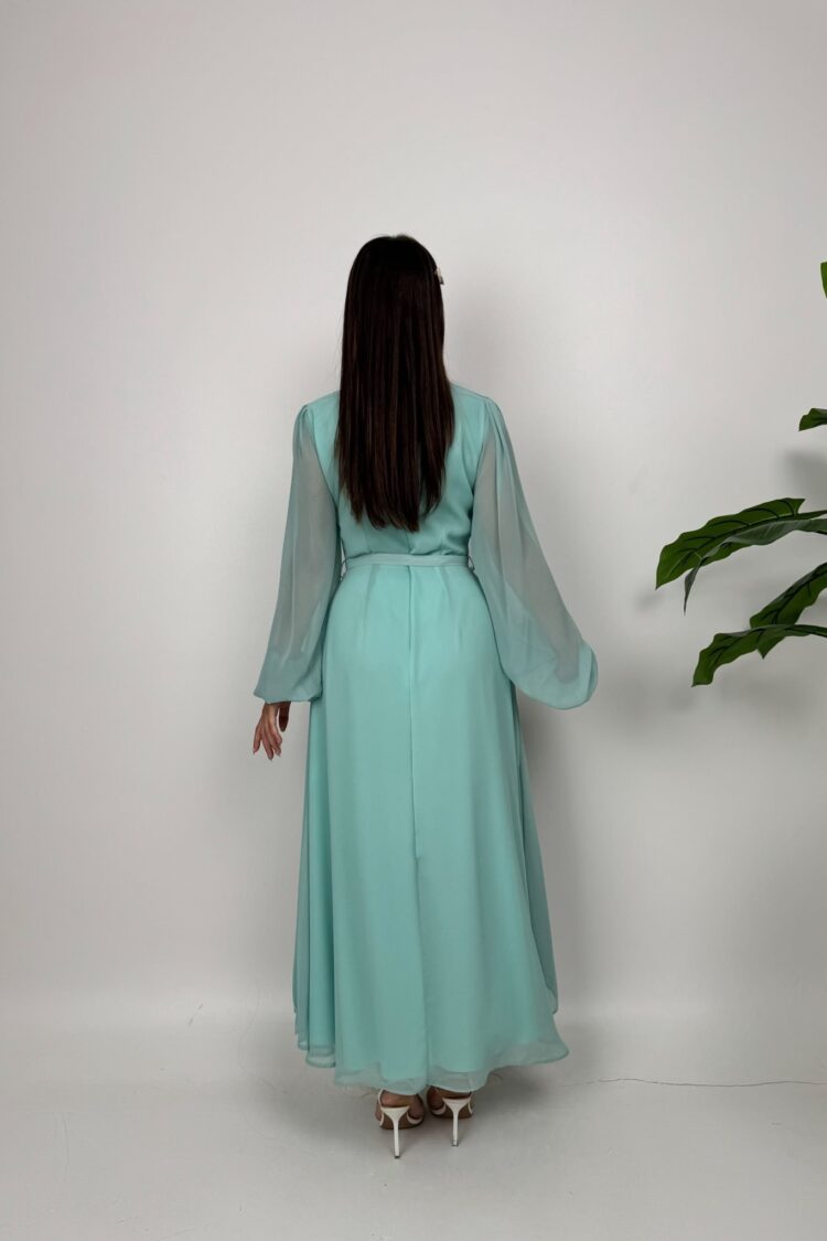 Elegant Blue Maxi Fit And Flare Dress