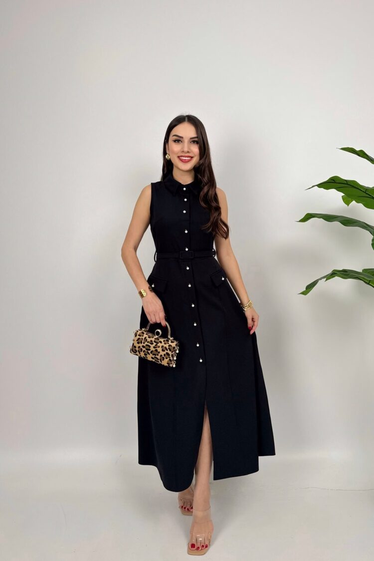 Elegant Maxi Polo Neck Shirt Dress - Brand: Miss Janell - Women & Kids, Baby Clothes Wholesale - Globality Store