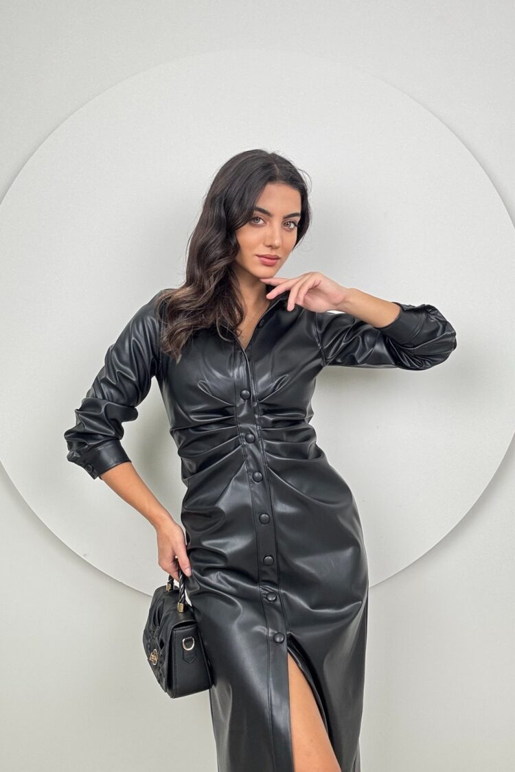 Sexy Elegant Formal Glam Shirt Dress Midi Long Sleeve Straight Sleeve Notched Neck - Brand: Miss Janell - Women & Kids, Baby Clothes Wholesale - Globality Store