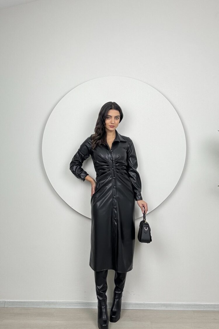 Sexy Elegant Formal Glam Shirt Dress Midi Long Sleeve Straight Sleeve Notched Neck