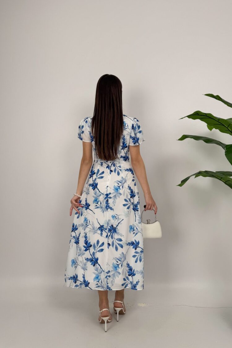 Blue Elegant Vintage Fit And Flare Dress