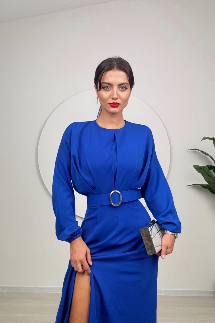 Elegant Blue Fit And Flare Dress - Brand: Miss Janell - Women & Kids, Baby Clothes Wholesale - Globality Store