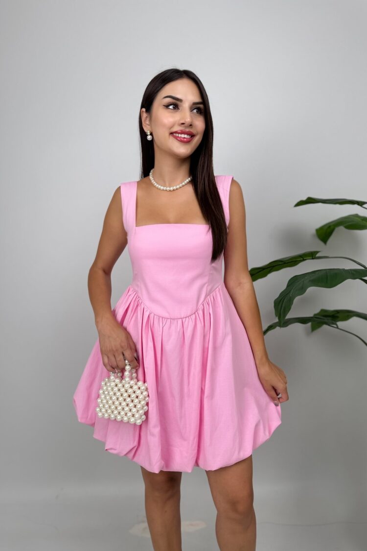 A-Line Sleeveless Mini Dress With Square Neck