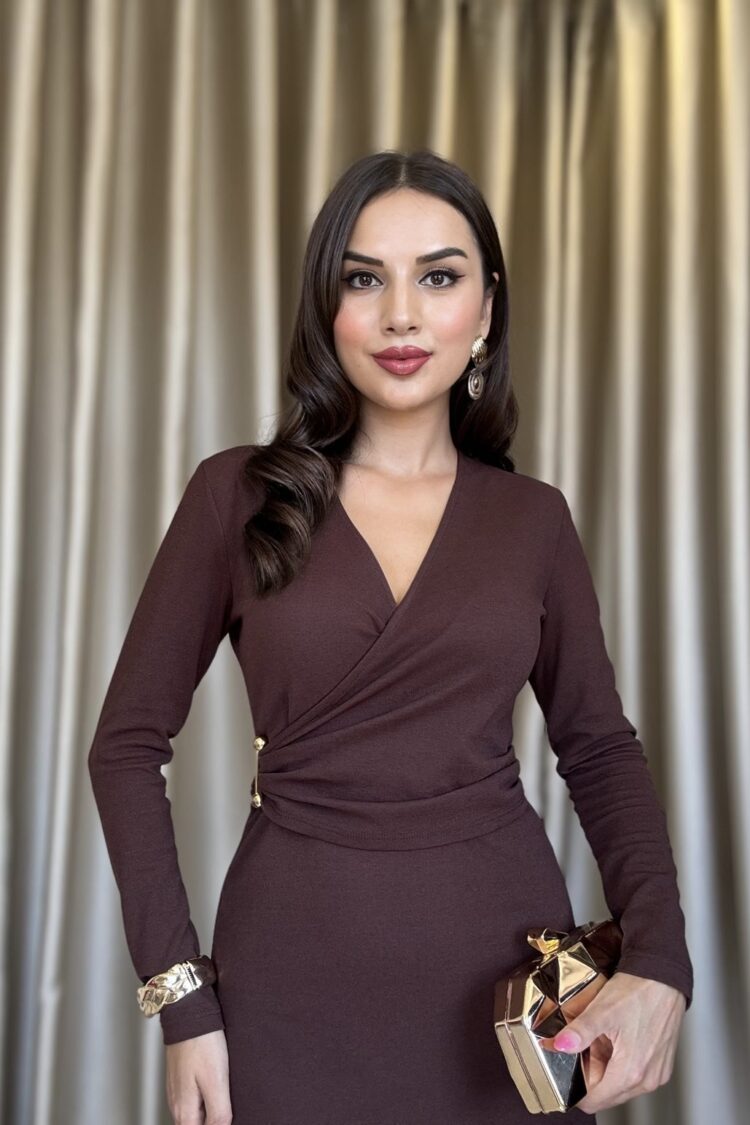ElegantWrap Dress With Long Sleeves