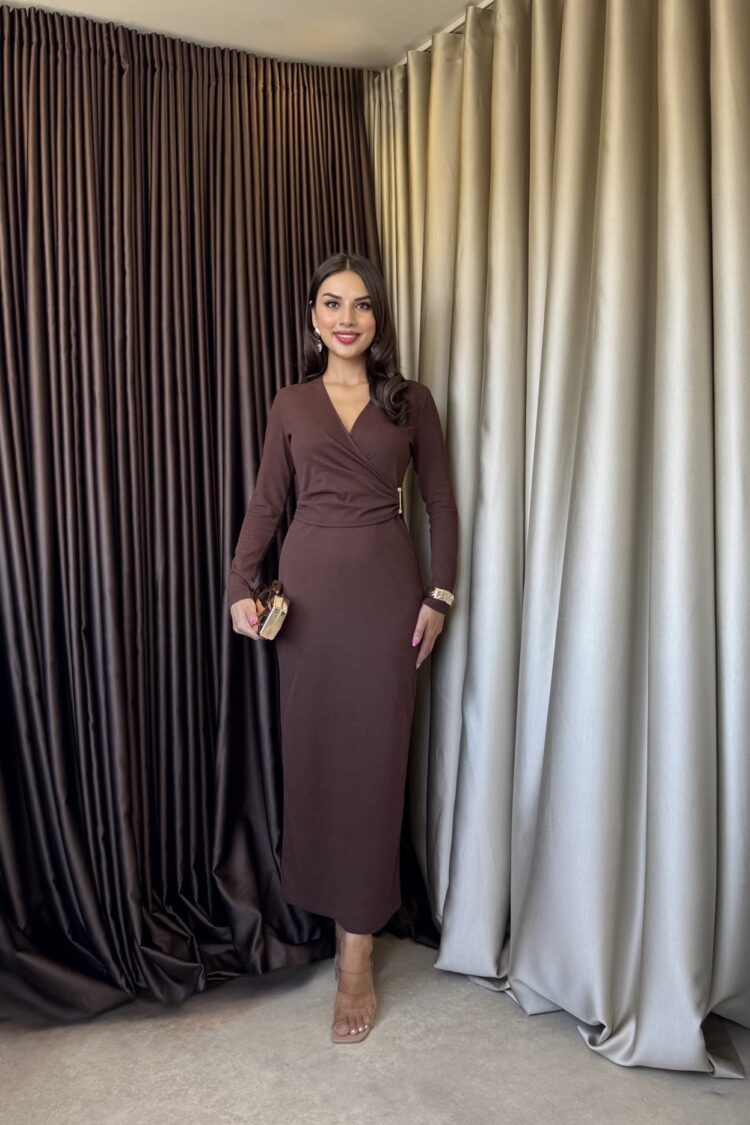 ElegantWrap Dress With Long Sleeves