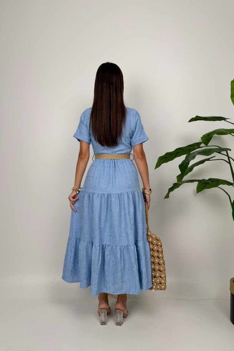 Midi Shirt Dress With Polo Neck