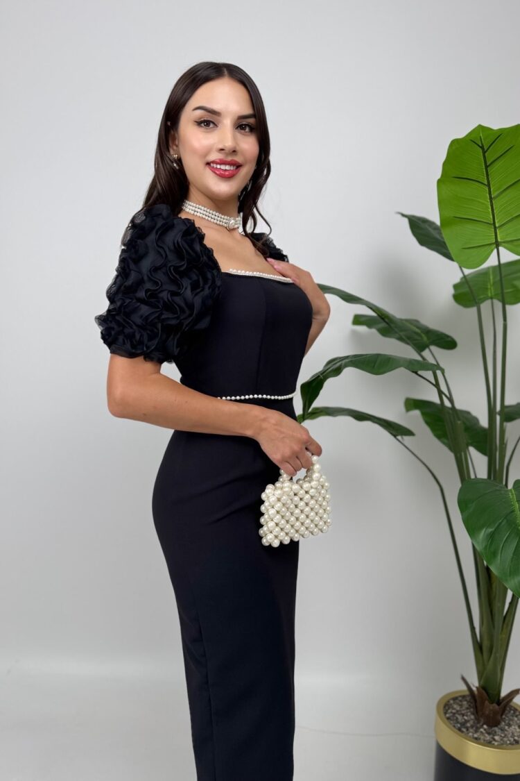 ElegantSheath Dress With Puff Half Sleeves