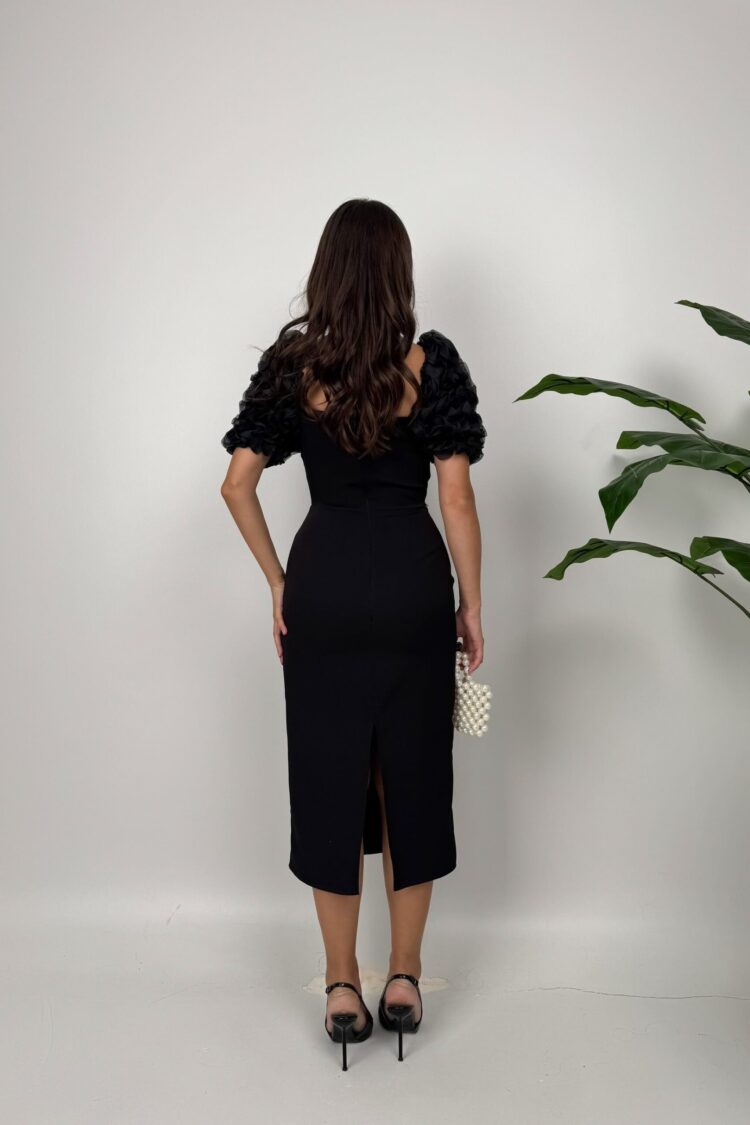 ElegantSheath Dress With Puff Half Sleeves