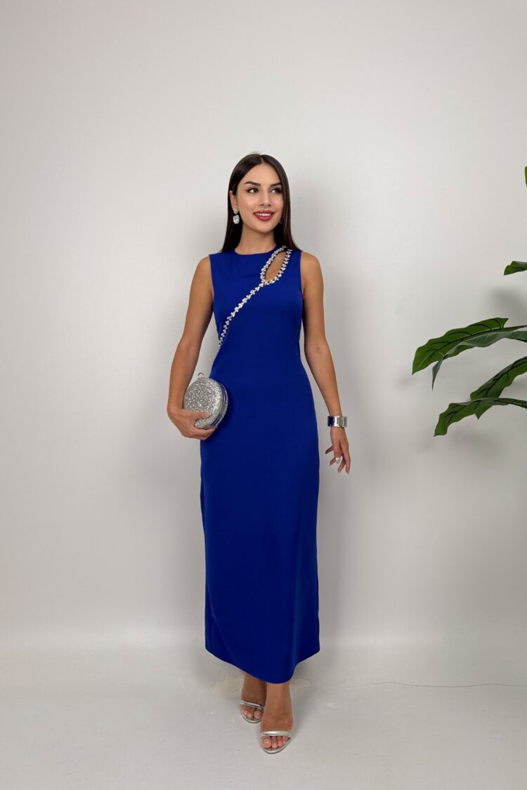 Blue Elegant Maxi Slit Sleeveless Dress - Brand: Miss Janell - Women & Kids, Baby Clothes Wholesale - Globality Store