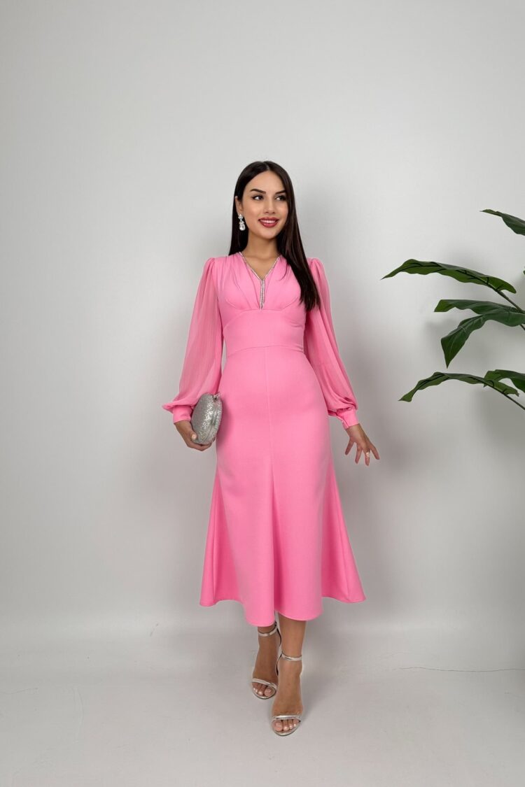 Elegant Pink Fit And Flare Dress - Brand: Miss Janell - Women & Kids, Baby Clothes Wholesale - Globality Store