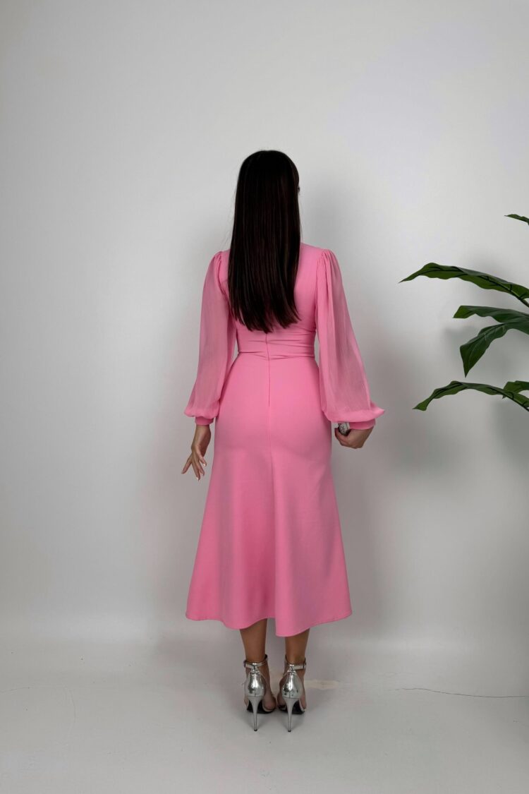Elegant Pink Fit And Flare Dress