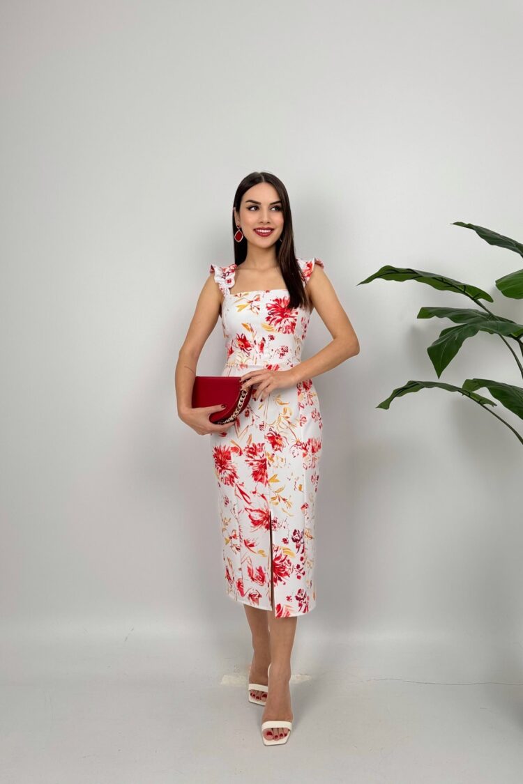 White Floral Elegant Sheath Dress - Brand: Miss Janell - Women & Kids, Baby Clothes Wholesale - Globality Store