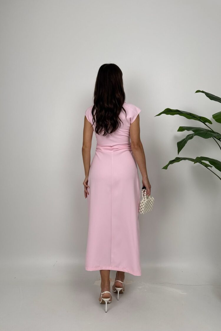 Elegant Midi Shift Dress With Cap Sleeves