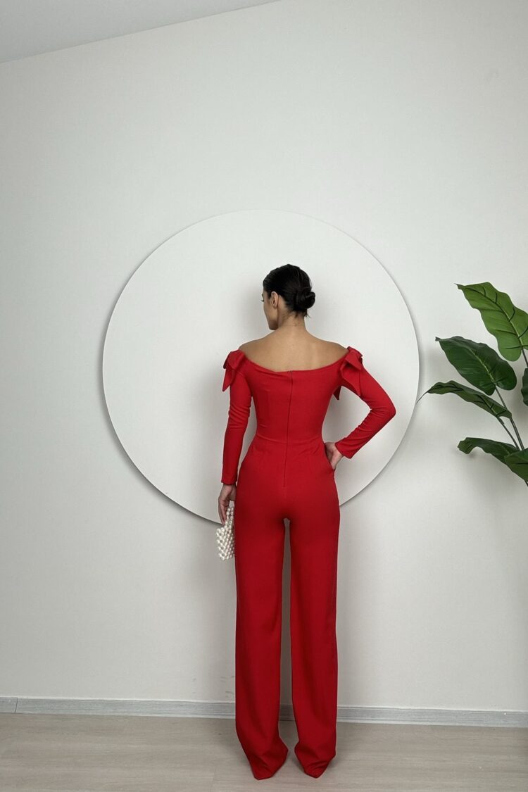 Red Sexy Elegant Tailored Jumpsuit