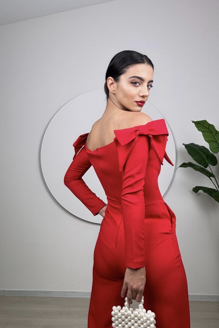 Red Sexy Elegant Tailored Jumpsuit