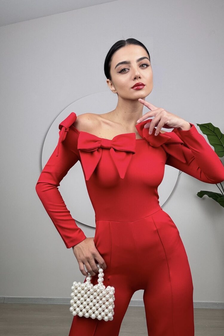 Red Sexy Elegant Tailored Jumpsuit