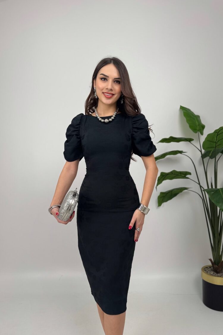 Elegant Sheath Dress With Floral Ruffle Sleeves