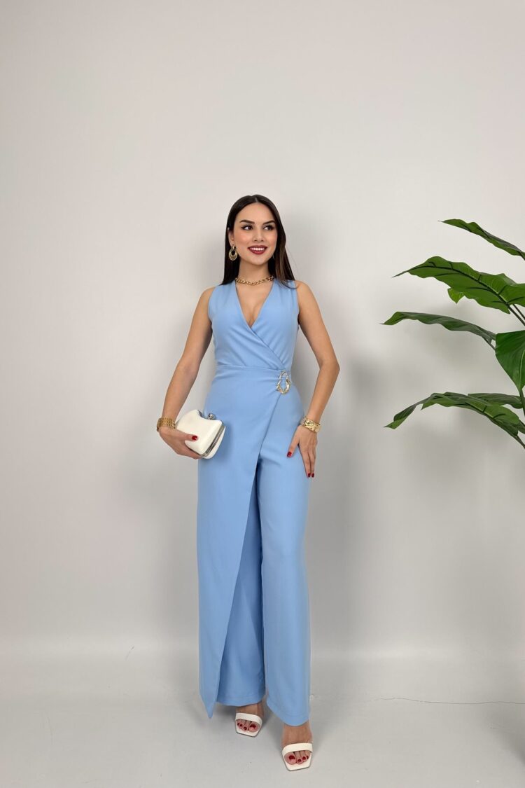 Elegant Tailored Jumpsuit With Plunging Neck - Brand: Miss Janell - Women & Kids, Baby Clothes Wholesale - Globality Store