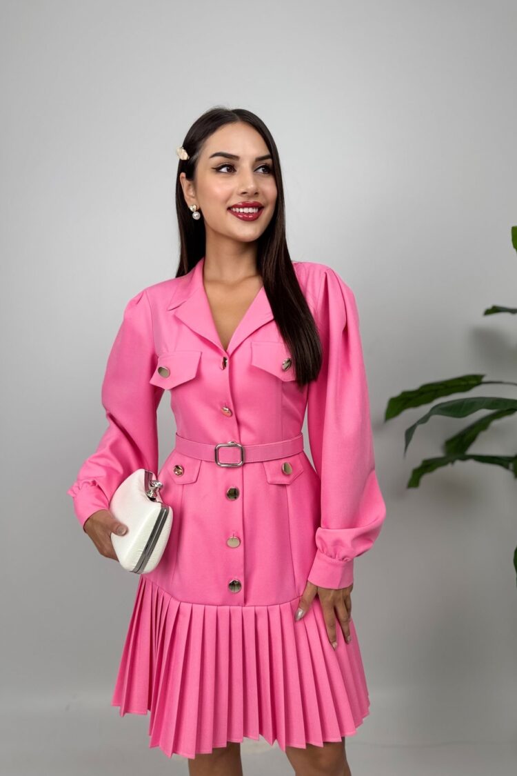 Pink Elegant Formal Vintage Shirt Dress - Brand: Miss Janell - Women & Kids, Baby Clothes Wholesale - Globality Store