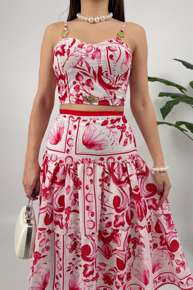Flared Midi Skirt High Waist Zip Up