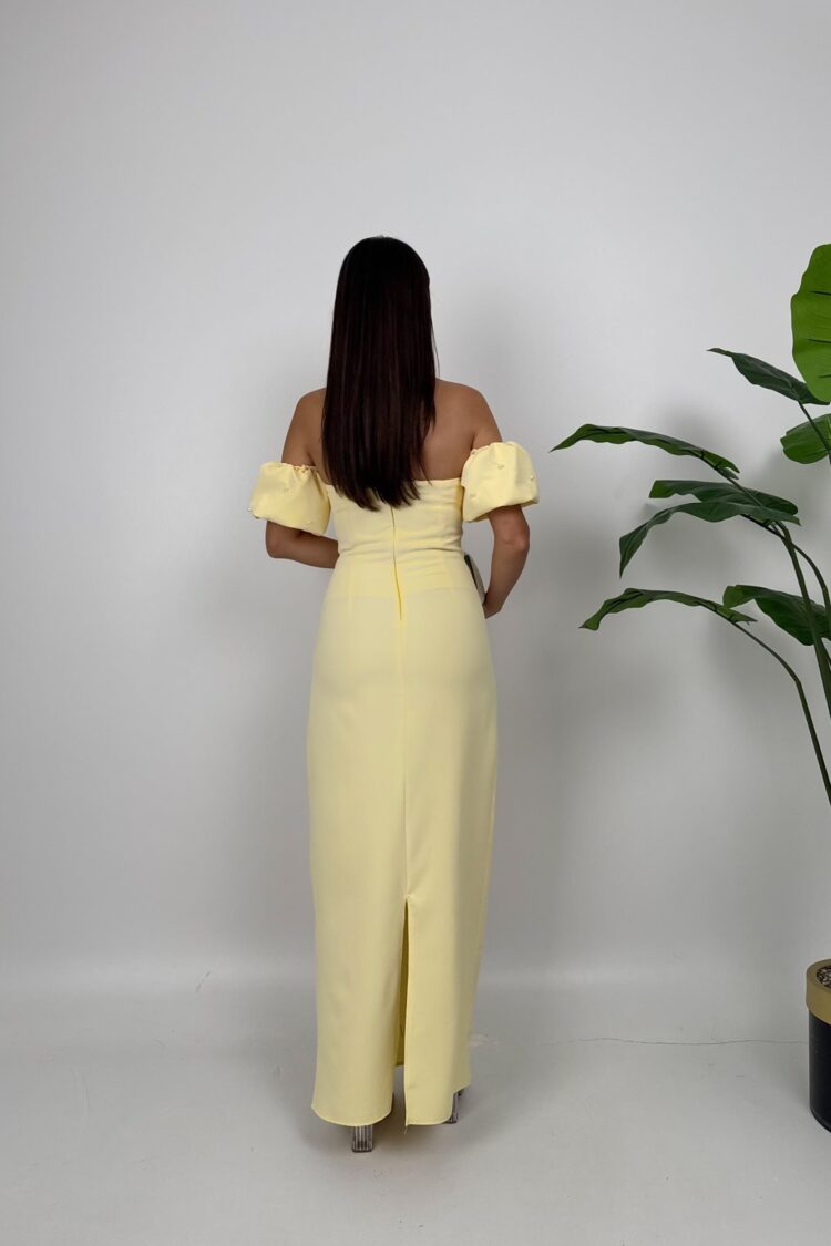 ElegantSheath Dress With Puff Cap Sleeves