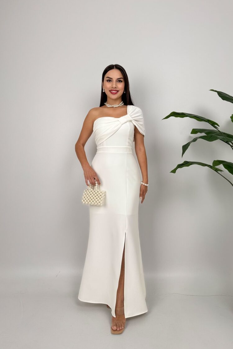 Elegant Sheath Dress With One Shoulder Neck - Brand: Miss Janell - Women & Kids, Baby Clothes Wholesale - Globality Store