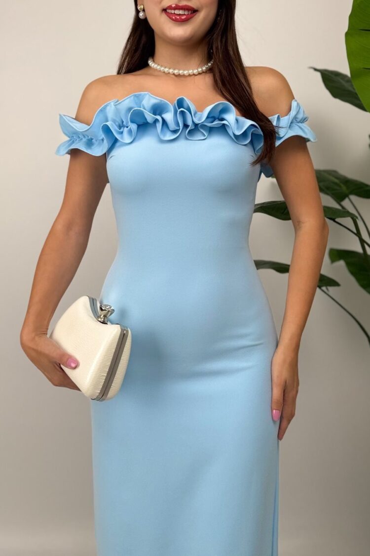 ElegantBodycon Dress With Ruffle Sleeves