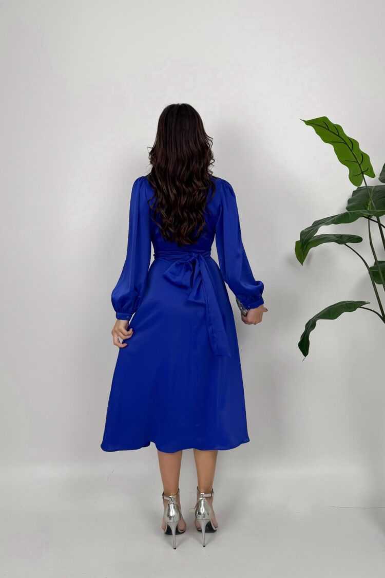 Blue Elegant Formal Wrap Dress