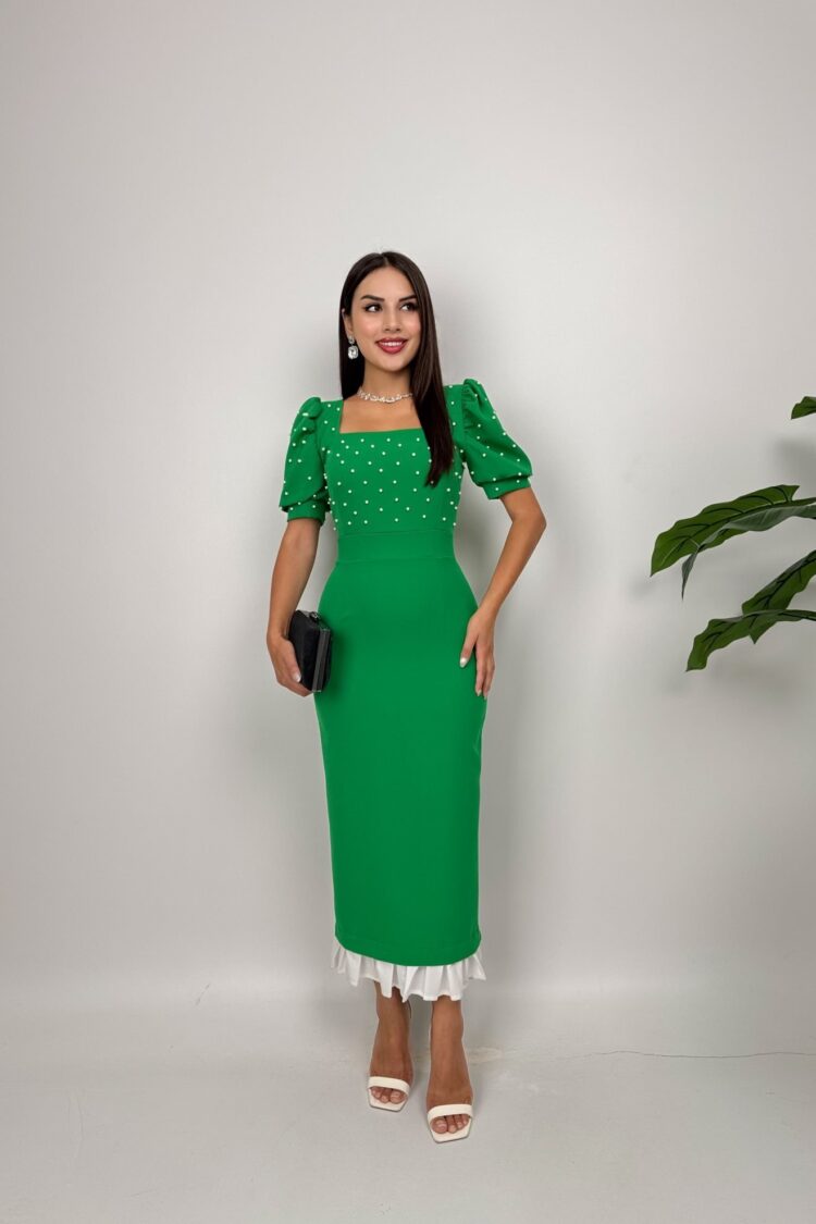 ElegantSheath Dress With Puff Half Sleeves - Brand: Miss Janell - Women & Kids, Baby Clothes Wholesale - Globality Store