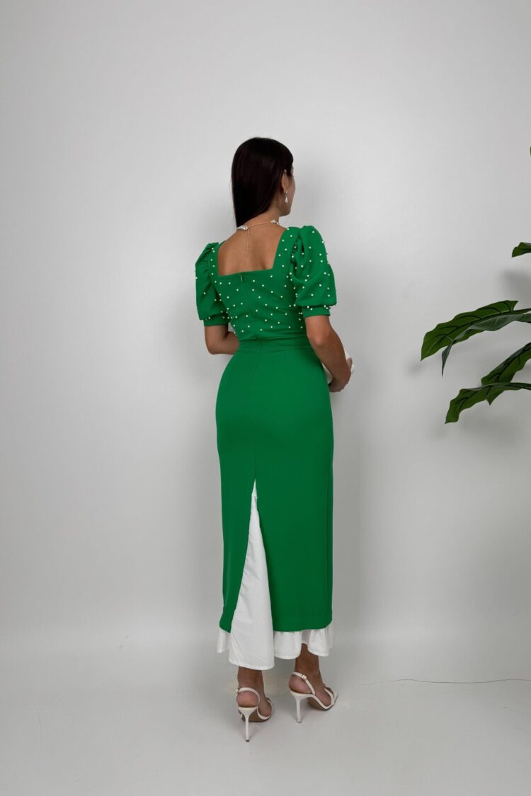 ElegantSheath Dress With Puff Half Sleeves