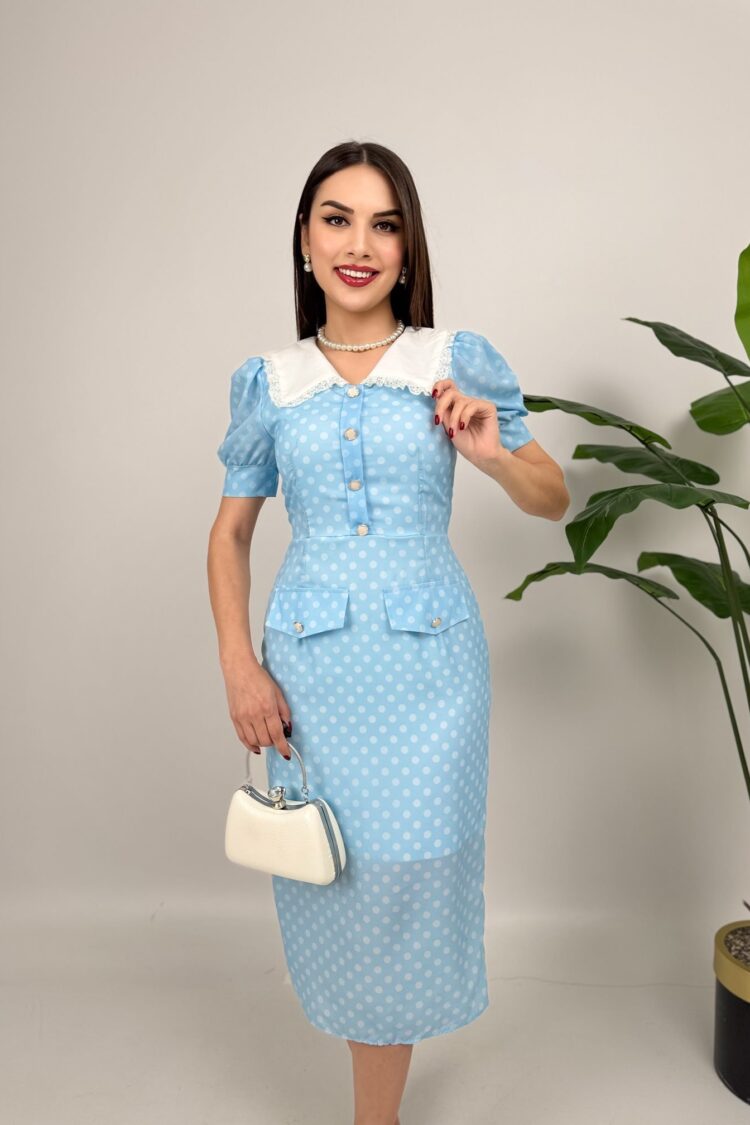 Retro Elegant Polka Dot Sheath Dress