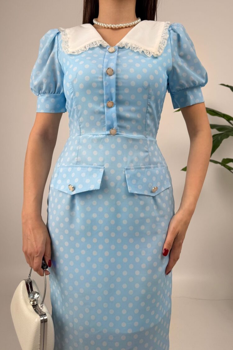 Retro Elegant Polka Dot Sheath Dress