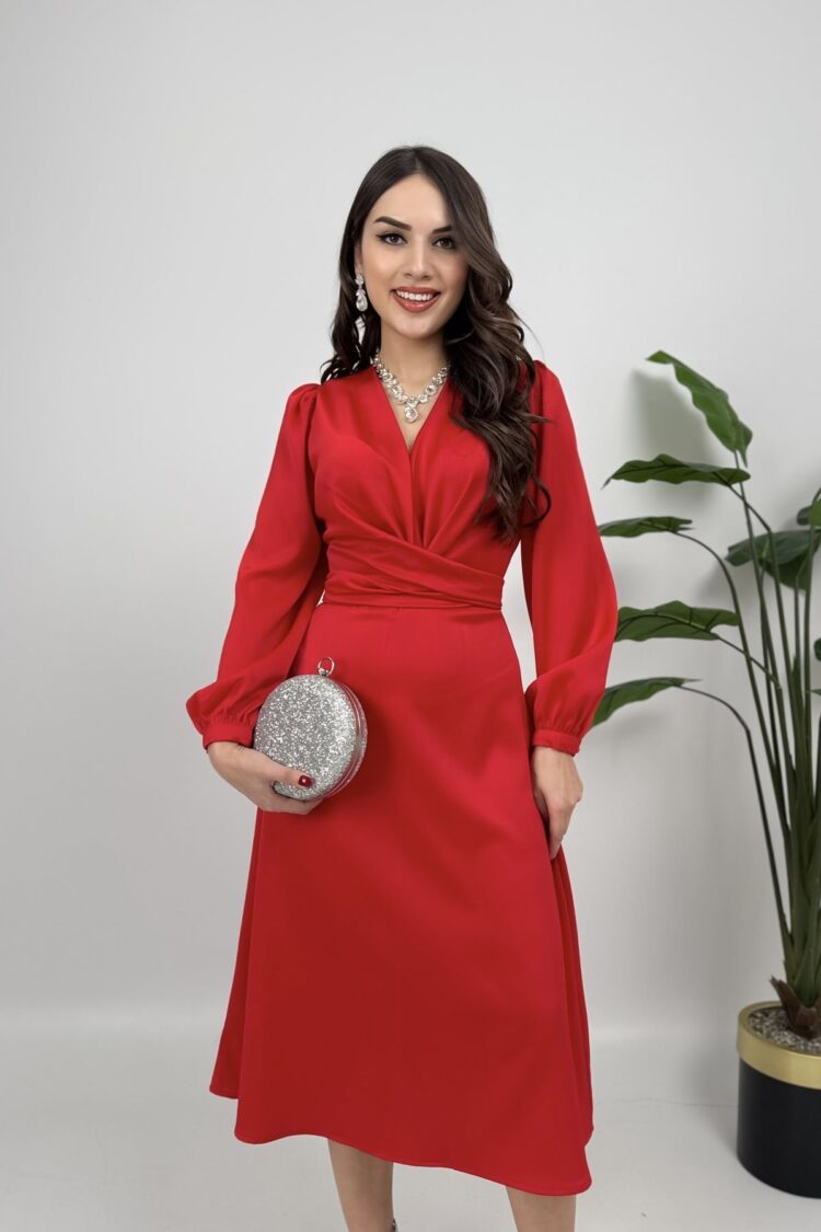 Elegant Formal Wrap Dress With V-Neck