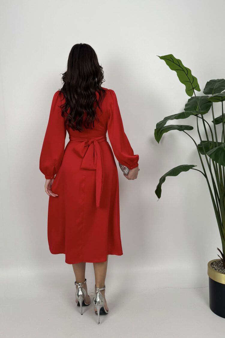 Elegant Formal Wrap Dress With V-Neck