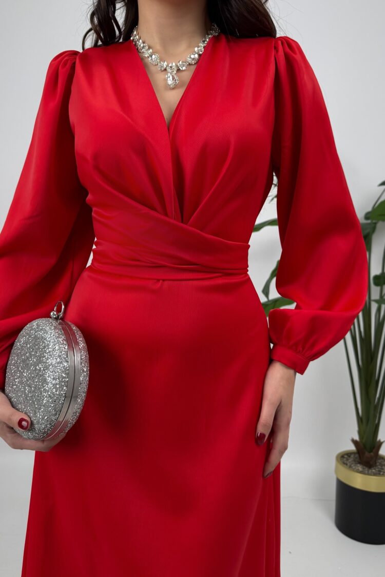 Elegant Formal Wrap Dress With V-Neck