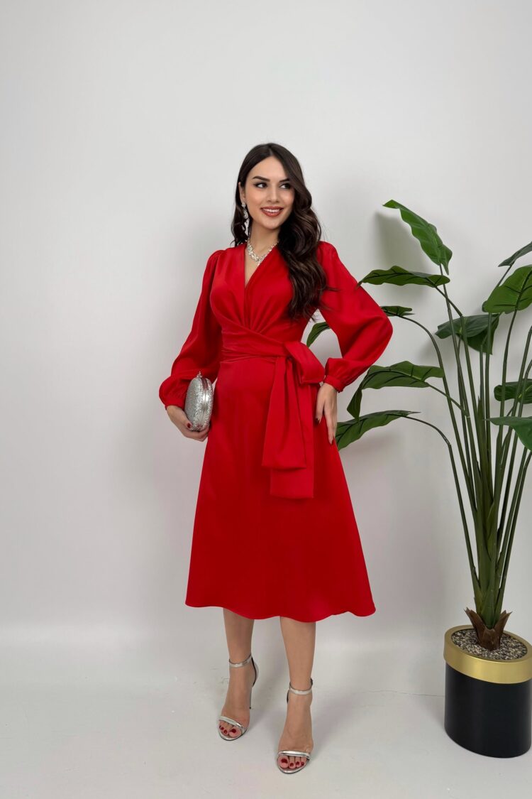 Elegant Formal Wrap Dress With V-Neck