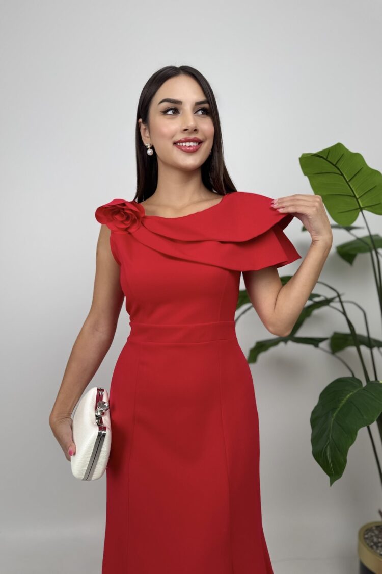 ElegantSheath Dress With Ruffle Sleeves