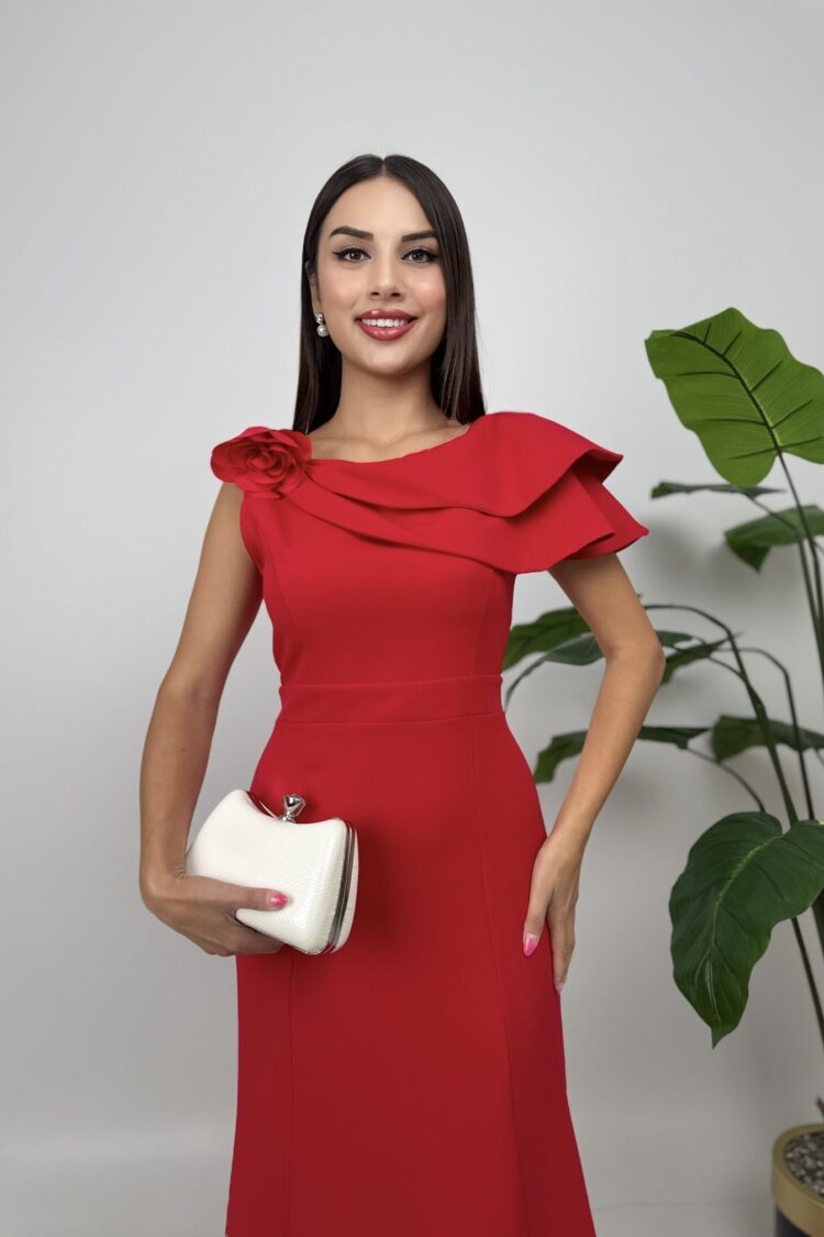 ElegantSheath Dress With Ruffle Sleeves