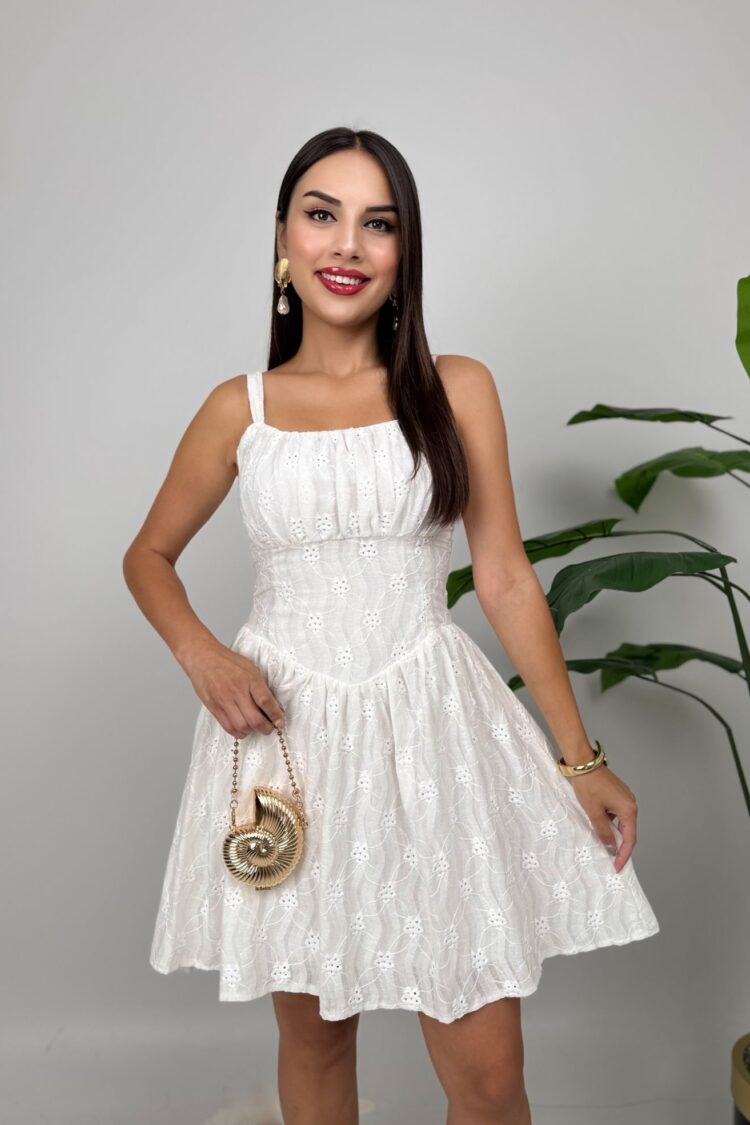 Fit And Flare Mini Dress With Square Neck