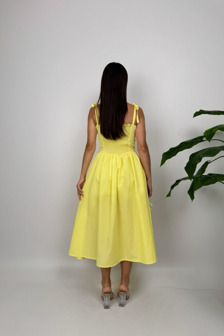 Fit And Flare Midi Dress With Sweetheart Neck