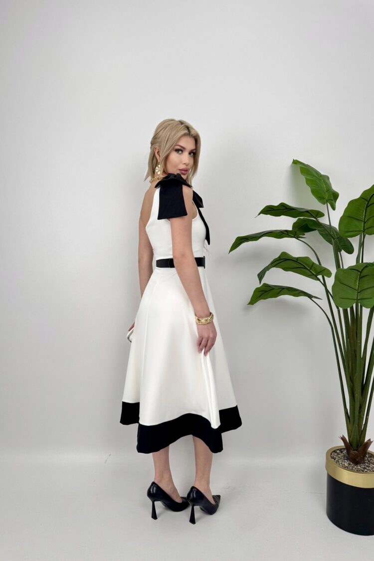 Fit And Flare Dress With One Shoulder Neck